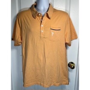William Murray Men's Golf Polo Shirt‎ Golfer Logo Pocket Button Down Peach Large